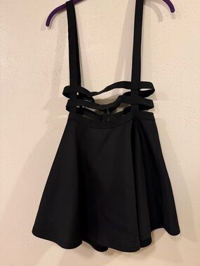Black Circle Skirt with Strappy Waistband